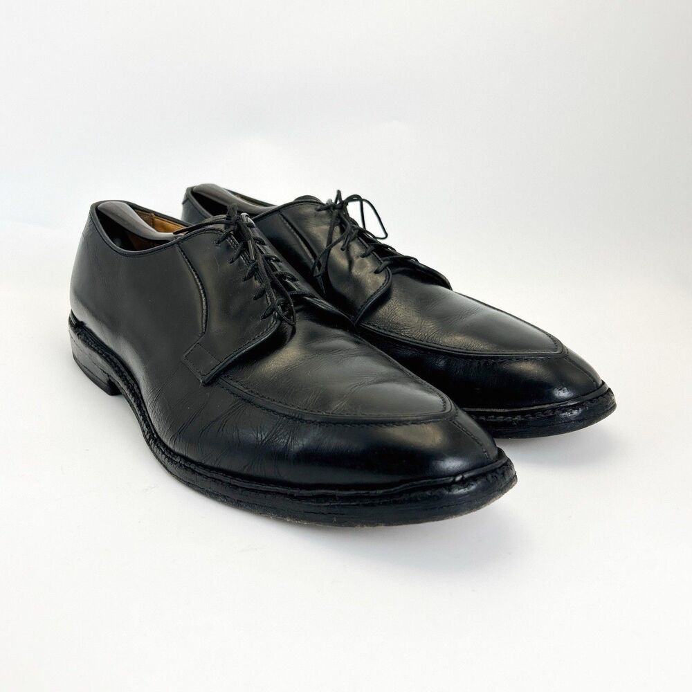 Allen Edmonds Seneca Dress Shoes Mens 11 D Black Leather Split-Toe Blucher VTG